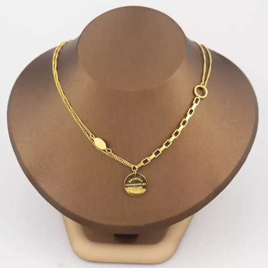 Collier en acier inoxydable plaqué or 18K