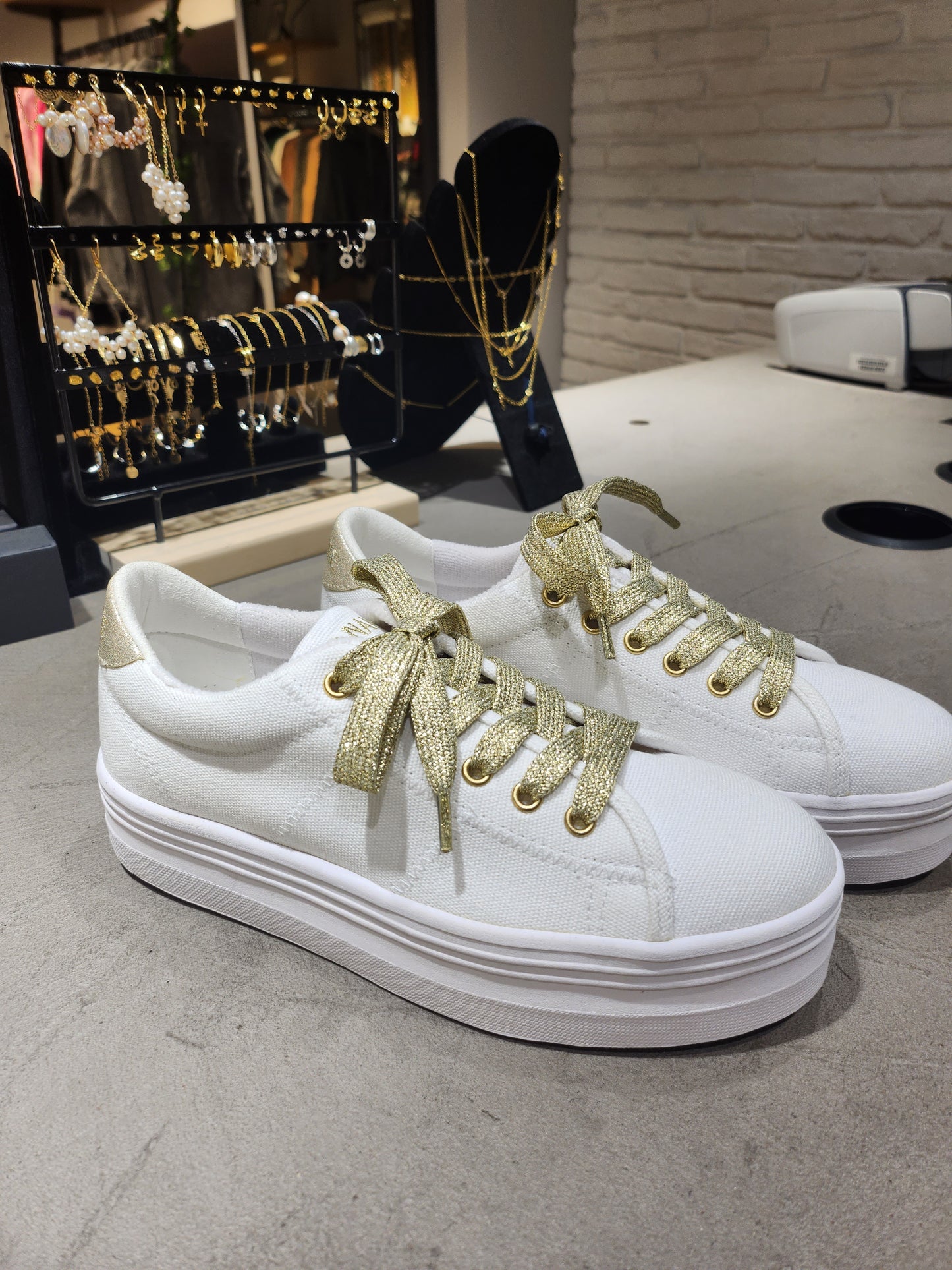 Baskets No name PLATO M SNEAKER - GOLD - WHITE