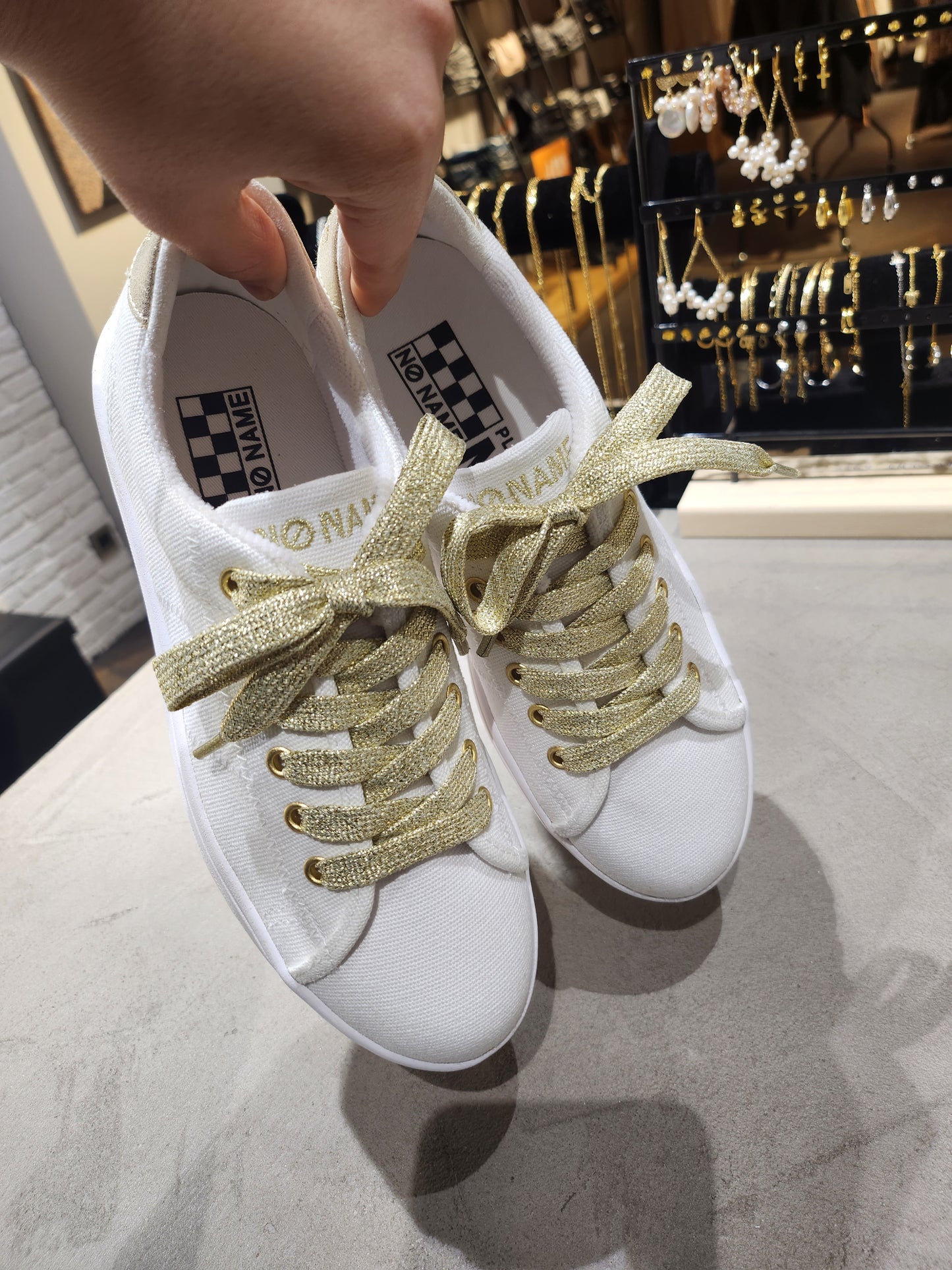 Baskets No name PLATO M SNEAKER - GOLD - WHITE