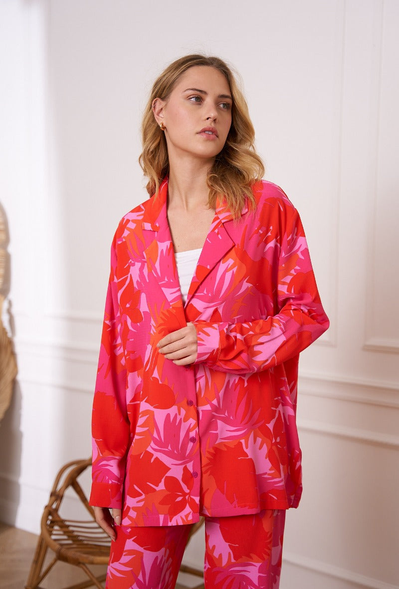 Veste chemisier oversize imprimé Palm Springs